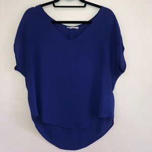 Lush High Low V Neck Short Sleeve Top